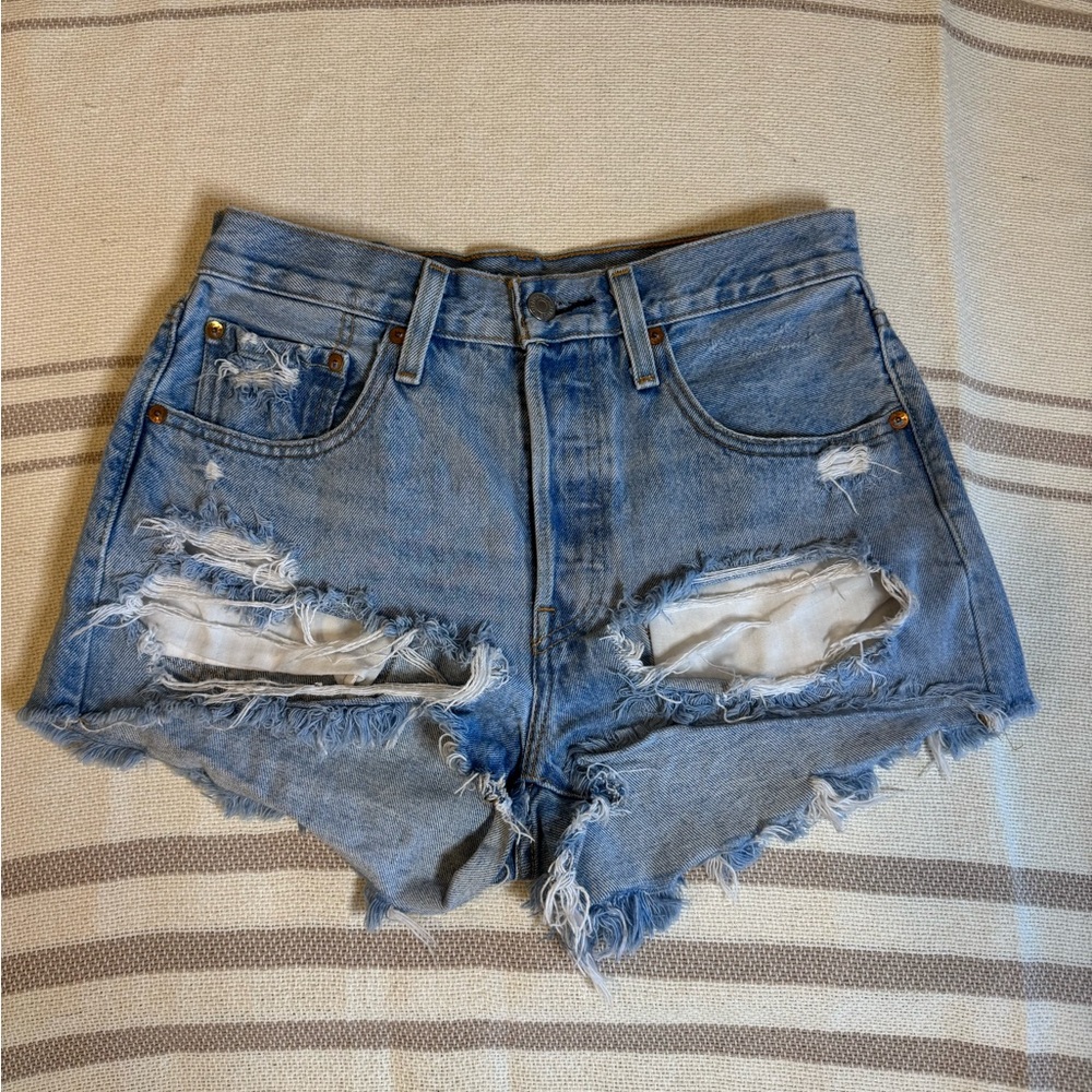 Distressed Levi Denim Shorts